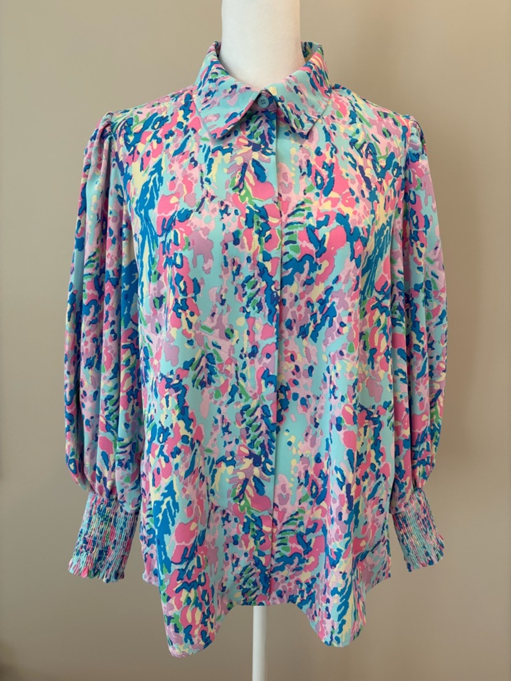 Long Sleeve Button Up Top NWOT Womens Small Blue/Pink/Purple/Green/White